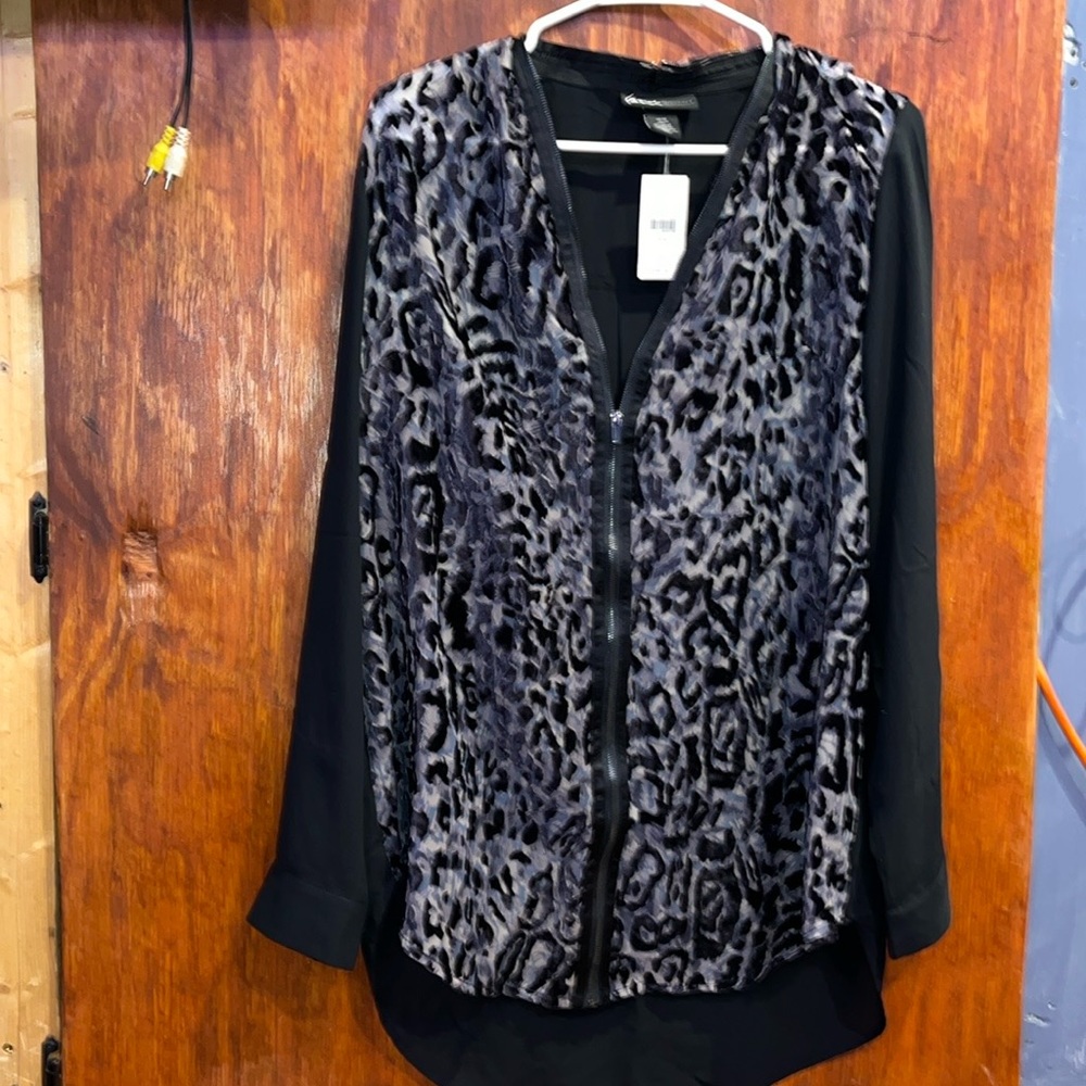 NEW-Lane Bryant Women’s Size 18 20(1X ) Animal Print Black Velvet Burnout Jacket